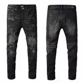 amiri denim jeans skinny-fit distressed stretch knee patch retro